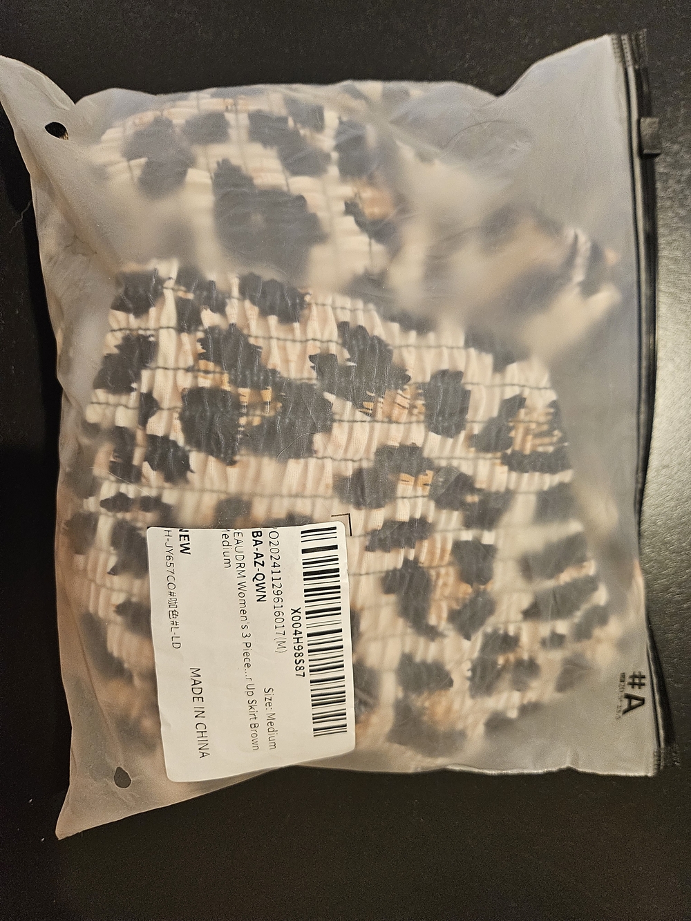adidas Leopard-Pattern Ribbed Bikini Set - Black & Cream - Picture 4 of 4